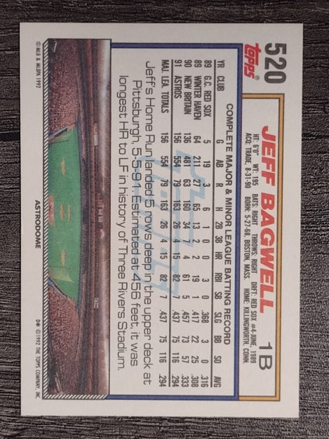 1992 Topps #520 Jeff Bagwell