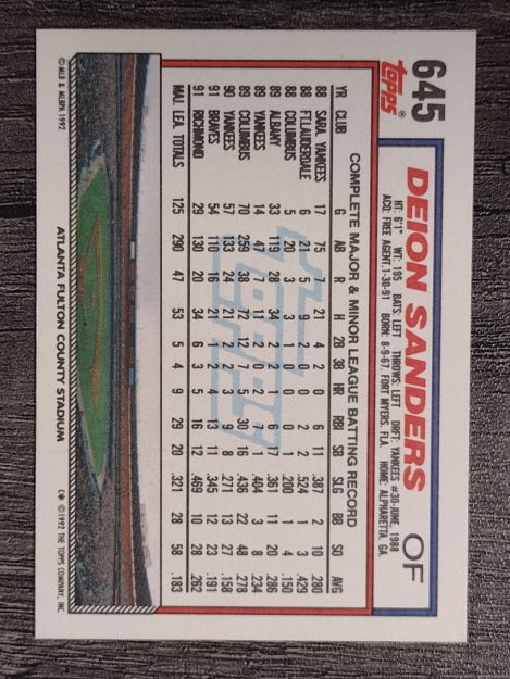 1992 Topps #645 Deion Sanders