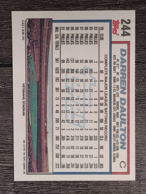 1992 Topps #244 Darren Daulton