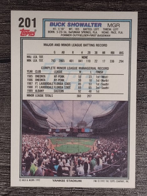 1992 Topps #201 Buck Showalter MG RC