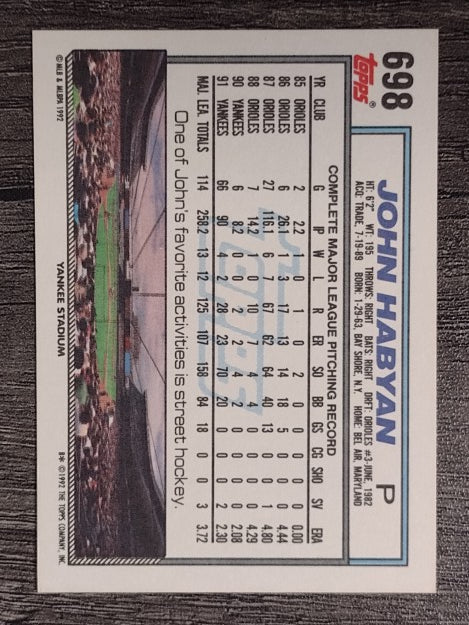1992 Topps #698 John Habyan