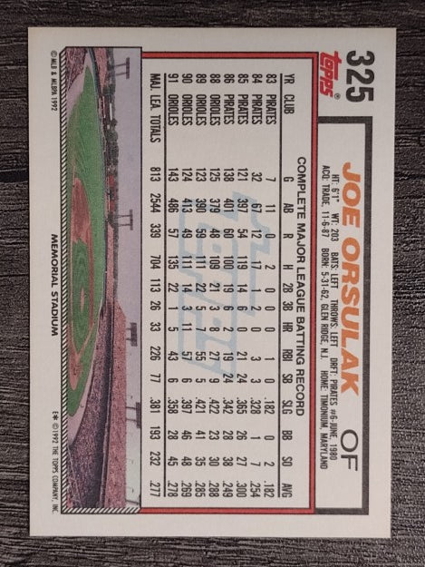 1992 Topps #325 Joe Orsulak