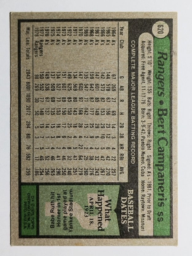 1979 Topps #620 Bert Campaneris (VGEX)