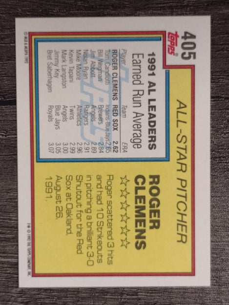 1992 Topps #405 Roger Clemens AS