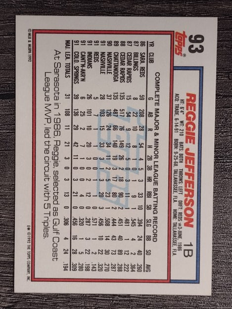 1992 Topps #93 Reggie Jefferson