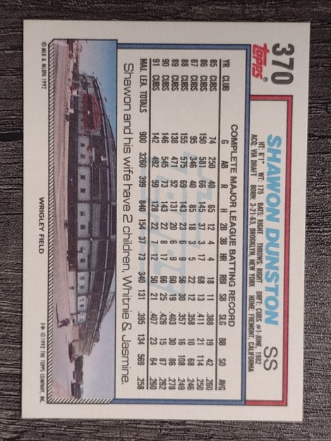 1992 Topps #370 Shawon Dunston