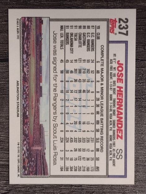 1992 Topps #237 Jose Hernandez RC