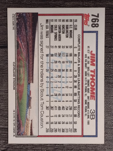 1992 Topps #768 Jim Thome