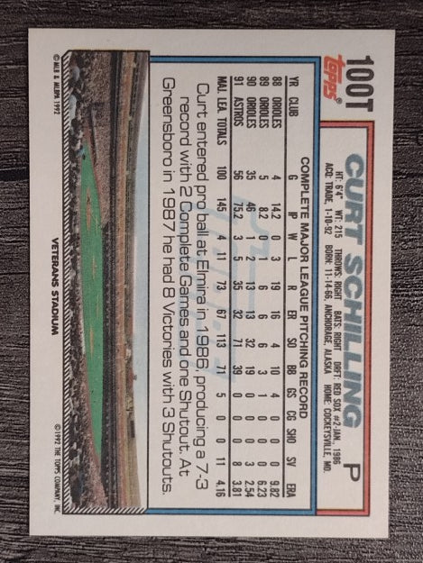 1992 Topps Traded #100T Curt Schilling