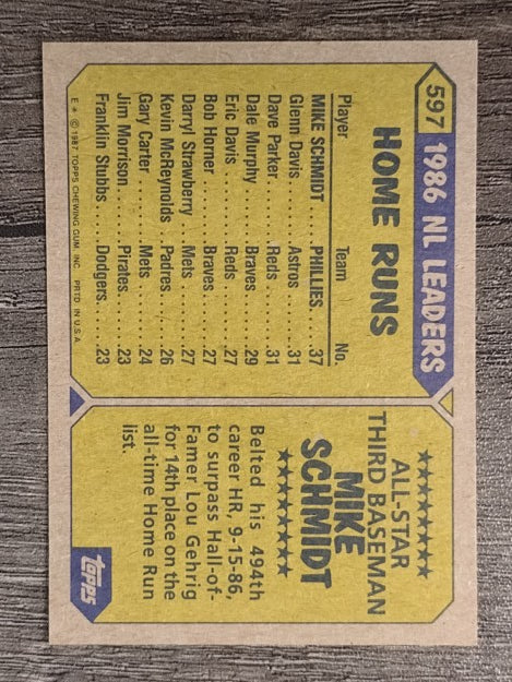 1987 Topps #597 Mike Schmidt AS