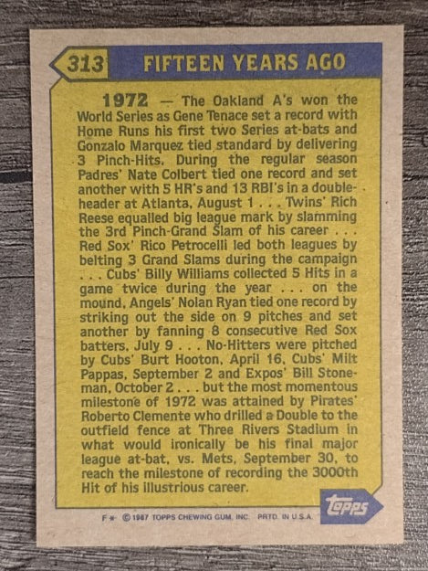 1987 Topps #313 Roberto Clemente TBC