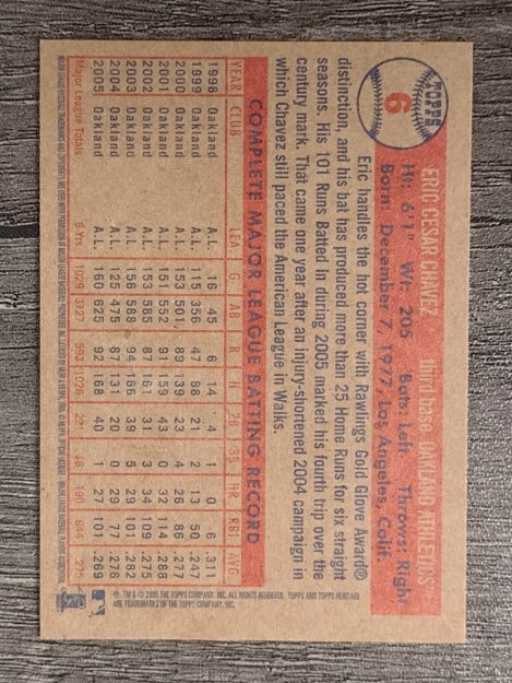 2006 Topps Heritage #6 Eric Chavez