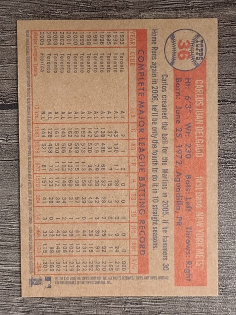2006 Topps Heritage #36 Carlos Delgado