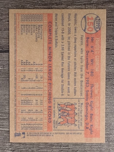 2006 Topps Heritage #150 Fausto Carmona