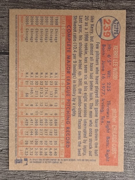 2006 Topps Heritage #239 Kerry Wood