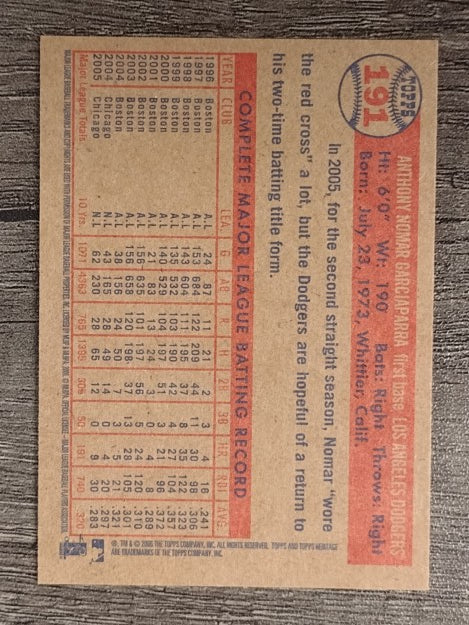 2006 Topps Heritage #191 Nomar Garciaparra