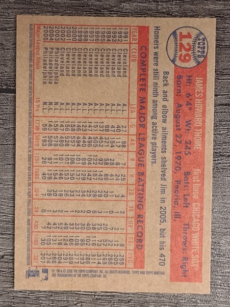 2006 Topps Heritage #129 Jim Thome