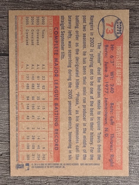 2006 Topps Heritage #73 Travis Hafner