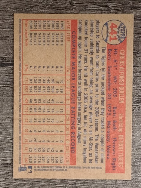2006 Topps Heritage #441 Carlos Guillen