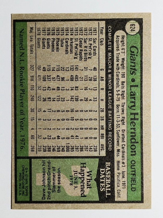 1979 Topps #624 Larry Herndon (EXMT)