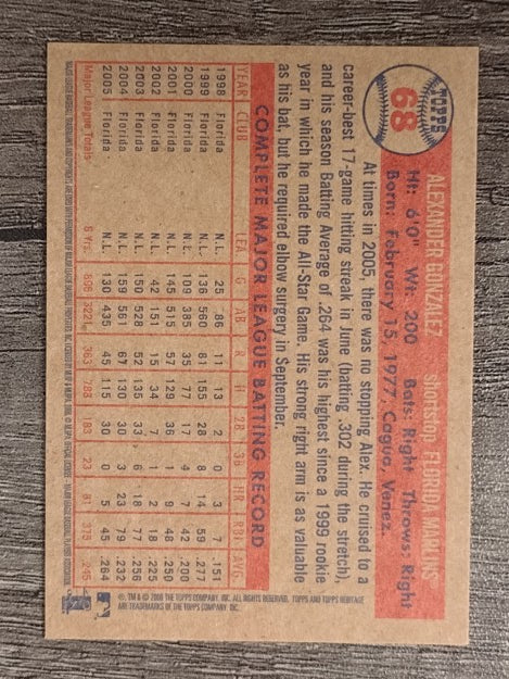 2006 Topps Heritage #68 Alex Gonzalez