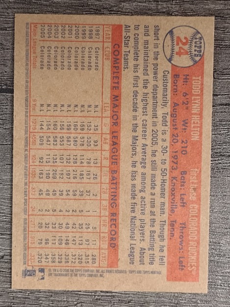 2006 Topps Heritage #24 Todd Helton