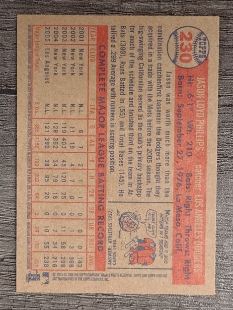 2006 Topps Heritage #230 Jason Phillips