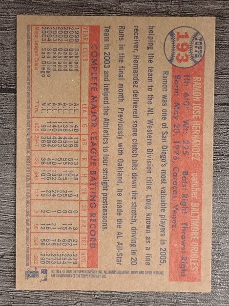 2006 Topps Heritage #193 Ramon Hernandez
