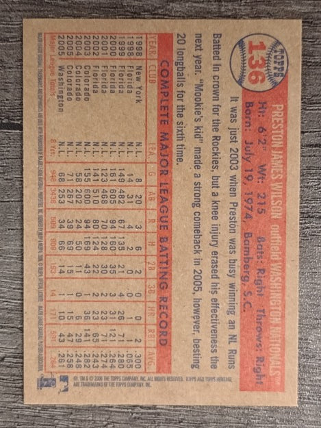 2006 Topps Heritage #136 Preston Wilson