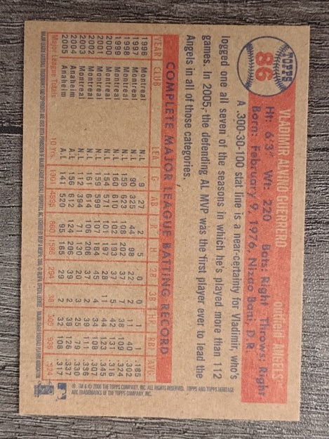 2006 Topps Heritage #86 Vladimir Guerrero
