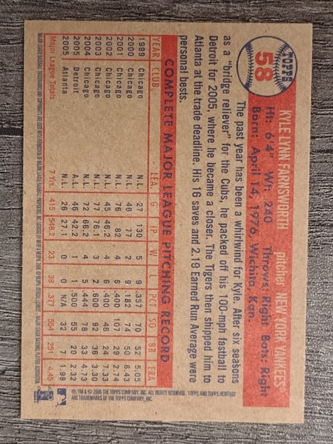 2006 Topps Heritage #58 Kyle Farnsworth