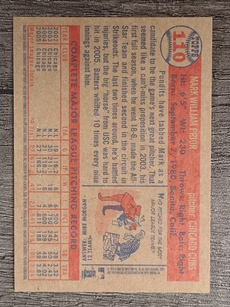 2006 Topps Heritage #110 Mark Prior