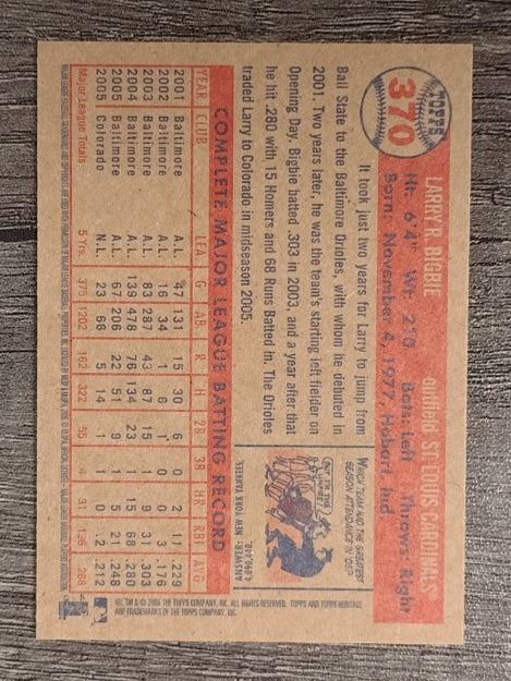 2006 Topps Heritage #370 Larry Bigbie