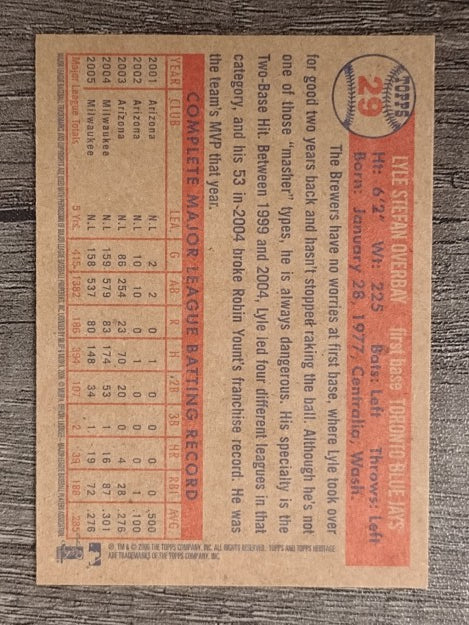 2006 Topps Heritage #29 Lyle Overbay