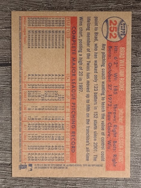 2006 Topps Heritage #252 Brad Radke