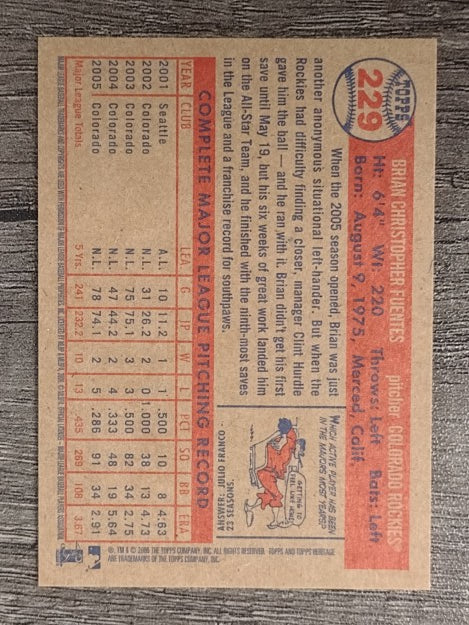 2006 Topps Heritage #229 Brian Fuentes