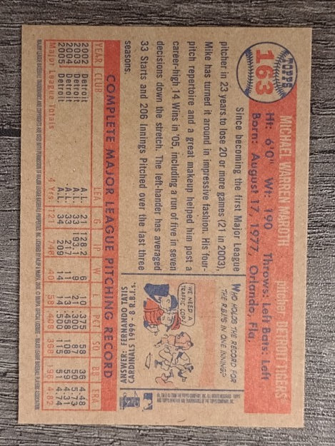 2006 Topps Heritage #163 Mike Maroth