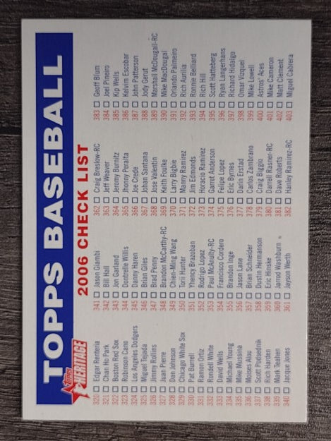 2006 Topps Heritage Checklists #3 Checklist 3