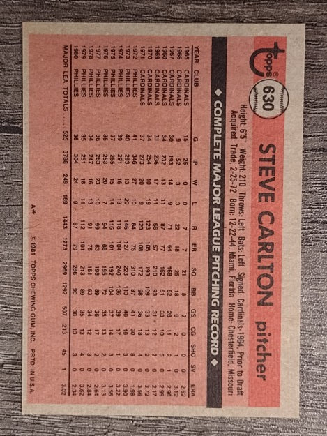 1981 Topps #630 Steve Carlton