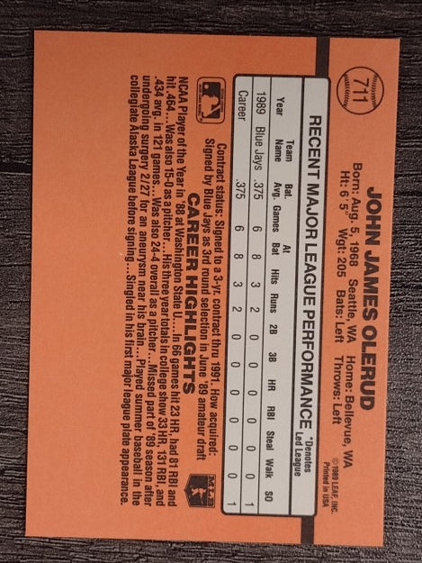1990 Donruss #711 John Olerud RC