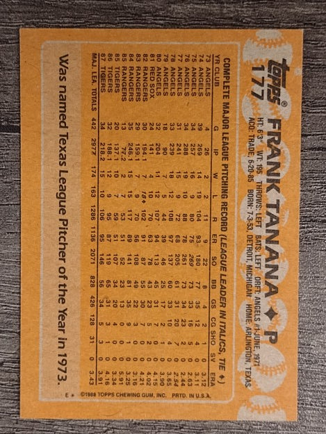 1988 Topps #177 Frank Tanana