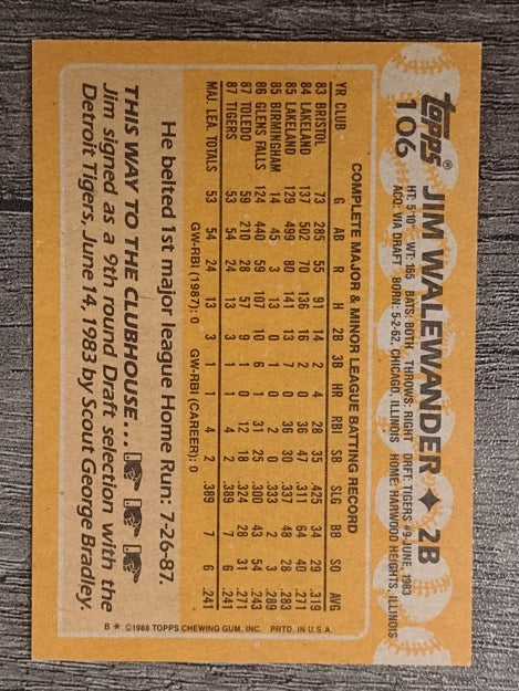 1988 Topps #106 Jim Walewander