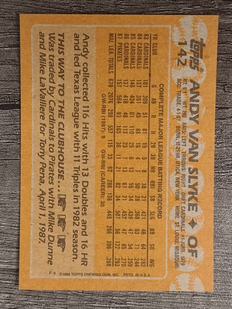 1988 Topps #142 Andy Van Slyke