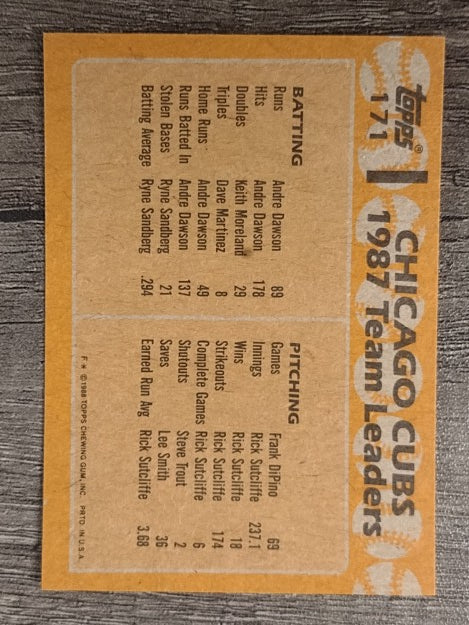 1988 Topps #171 Shawon Dunston/Manny Trillo TL