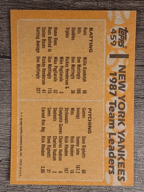 1988 Topps #459 Dave Winfield/Willie Randolph TL