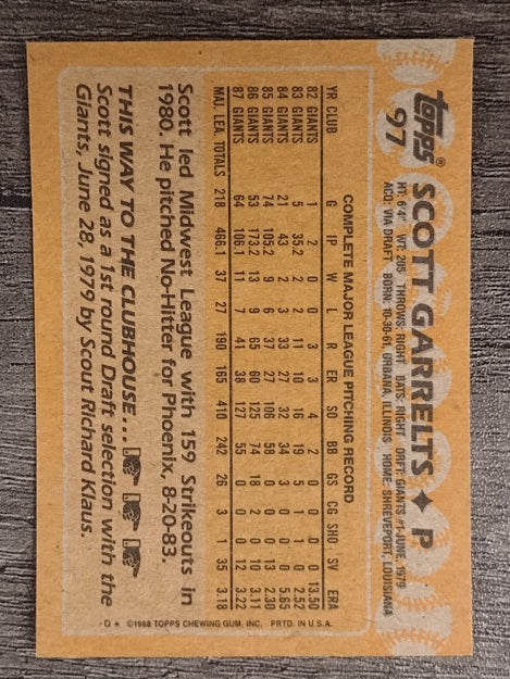 1988 Topps #97 Scott Garrelts