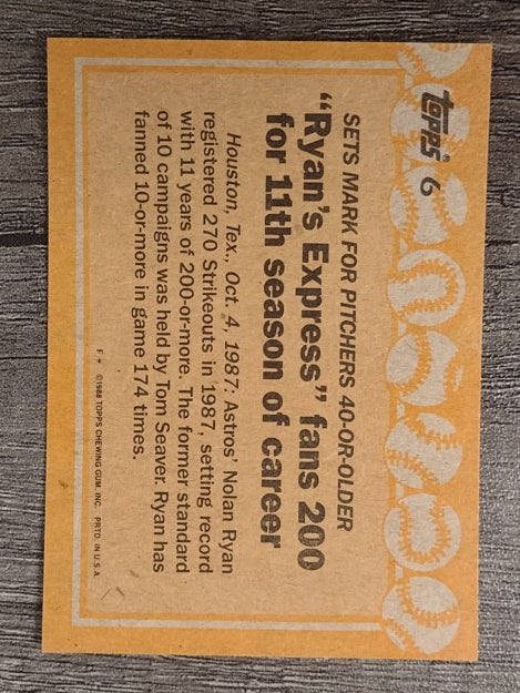 1988 Topps #6 Nolan Ryan RB