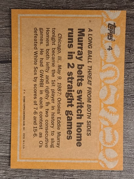 1988 Topps #4 Eddie Murray RB/No caption on front