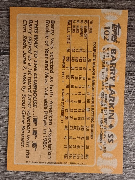 1988 Topps #102 Barry Larkin