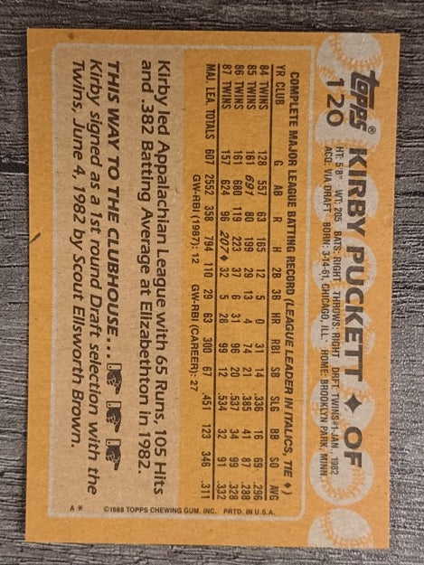 1988 Topps #120 Kirby Puckett